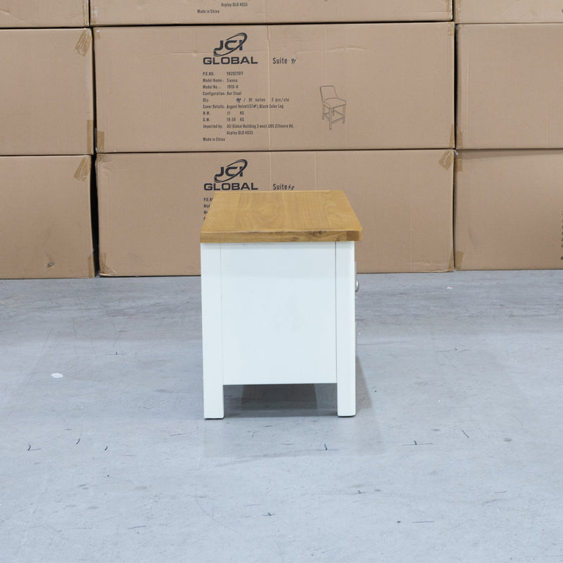 The Rae Small TV Unit - White - RA-STV-PW available to purchase from Warehouse Furniture Clearance at our next sale event.