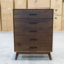 The Ashley 5 Drawer Hardwood Tallboy available to purchase from Warehouse Furniture Clearance at our next sale event.