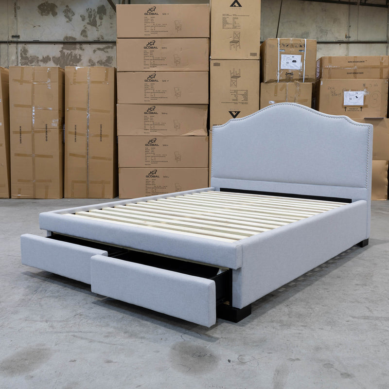 The Aiden King Fabric Storage Bed - Light Grey available to purchase from Warehouse Furniture Clearance at our next sale event.