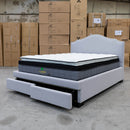 The Aiden Queen Fabric Storage Bed - Light Grey available to purchase from Warehouse Furniture Clearance at our next sale event.