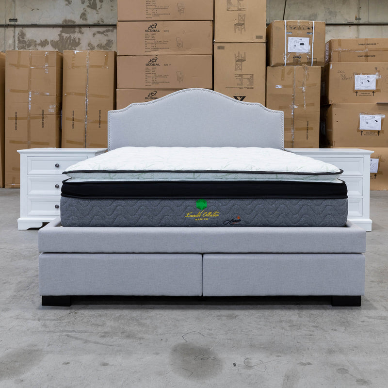 The Aiden Queen Fabric Storage Bed - Light Grey available to purchase from Warehouse Furniture Clearance at our next sale event.