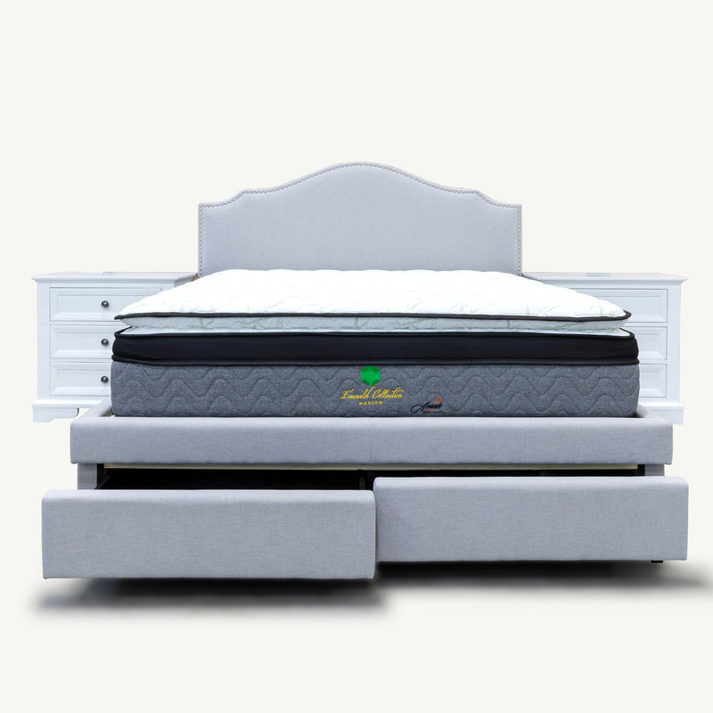The Aiden Queen Fabric Storage Bed - Light Grey available to purchase from Warehouse Furniture Clearance at our next sale event.