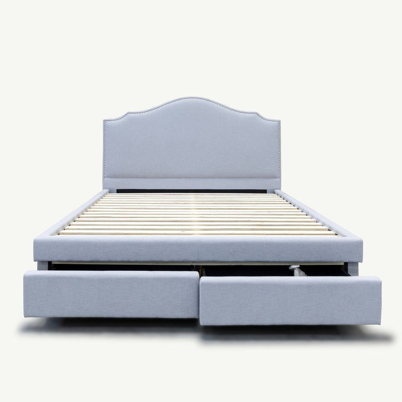 The Aiden Queen Fabric Storage Bed - Light Grey available to purchase from Warehouse Furniture Clearance at our next sale event.