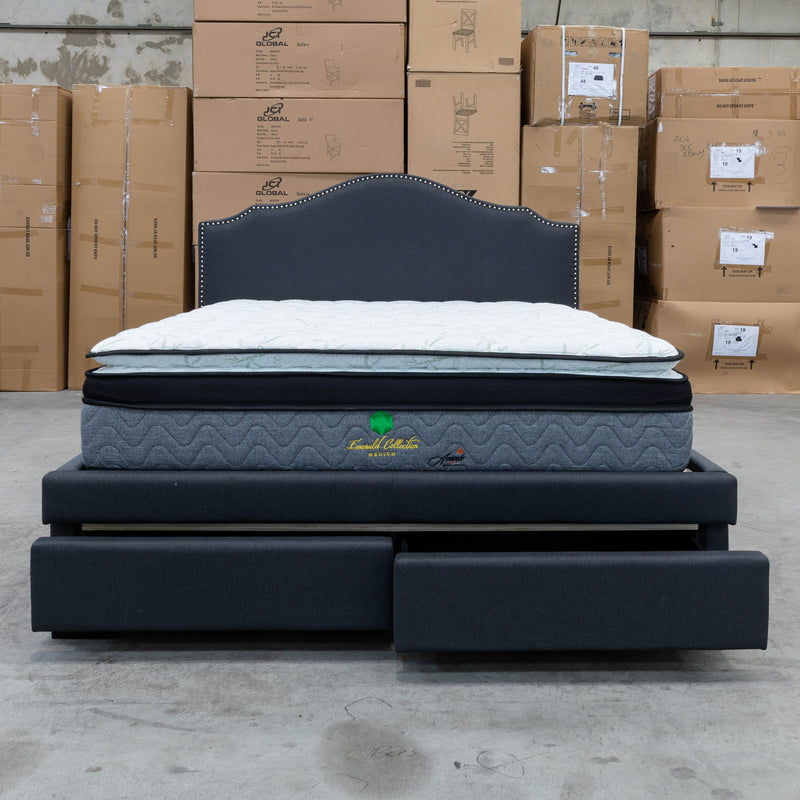The Aiden Queen Fabric Storage Bed - Carbon available to purchase from Warehouse Furniture Clearance at our next sale event.