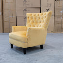 The Charlotte Accent Chair – Mustard Velvet available to purchase from Warehouse Furniture Clearance at our next sale event.