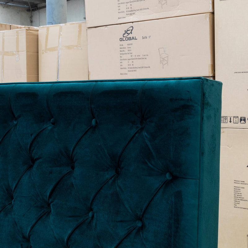 The Elle King Upholstered Headboard - Forest Green Velvet - Available In-store Only available to purchase from Warehouse Furniture Clearance at our next sale event.