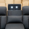 The Remi 4 Recliner Dual-Motor Electric Theatre Lounge - Jet available to purchase from Warehouse Furniture Clearance at our next sale event.