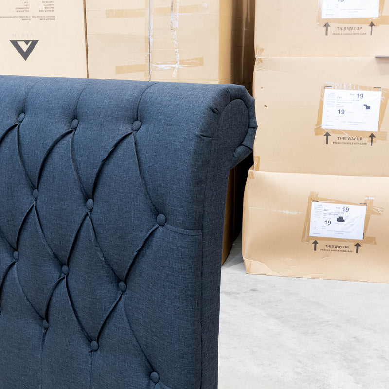 The Riley King Storage Fabric Bed - Charcoal available to purchase from Warehouse Furniture Clearance at our next sale event.
