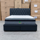 The Riley King Storage Fabric Bed - Charcoal available to purchase from Warehouse Furniture Clearance at our next sale event.