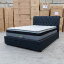The Riley King Storage Fabric Bed - Charcoal available to purchase from Warehouse Furniture Clearance at our next sale event.