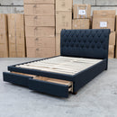 The Riley King Storage Fabric Bed - Charcoal available to purchase from Warehouse Furniture Clearance at our next sale event.