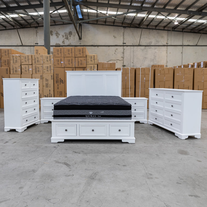 The Sala Hardwood Queen Storage Bed available to purchase from Warehouse Furniture Clearance at our next sale event.