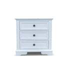 The Sala 3 Drawer Hardwood Bedside available to purchase from Warehouse Furniture Clearance at our next sale event.