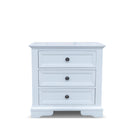 The Sala 3 Drawer Hardwood Bedside available to purchase from Warehouse Furniture Clearance at our next sale event.