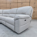 The Sanctuary Electric Leather Corner Recliner Lounge - Dove Leather available to purchase from Warehouse Furniture Clearance at our next sale event.