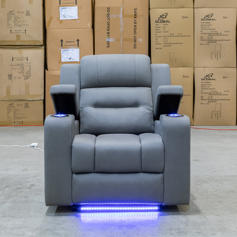 The Toronto Dual-Electric Recliner - Ash available to purchase from Warehouse Furniture Clearance at our next sale event.