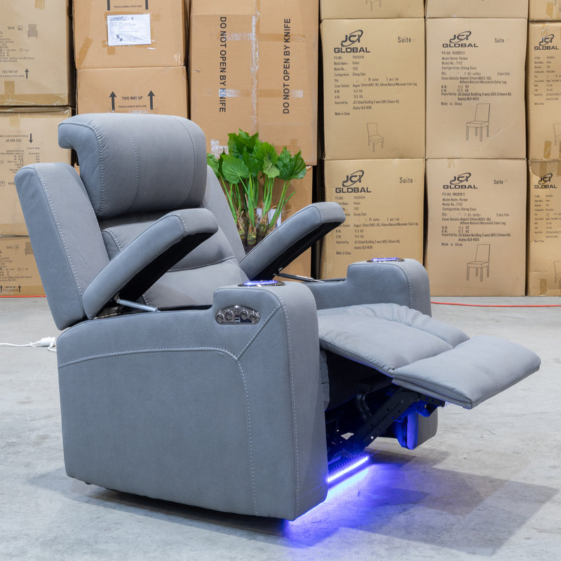 The Toronto Dual-Electric Recliner - Ash available to purchase from Warehouse Furniture Clearance at our next sale event.