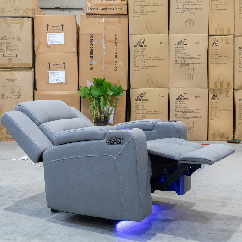 The Toronto Dual-Electric Recliner - Ash available to purchase from Warehouse Furniture Clearance at our next sale event.
