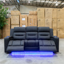 The Toronto 3 Seater Dual-Electric Recliner Lounge - Jet available to purchase from Warehouse Furniture Clearance at our next sale event.