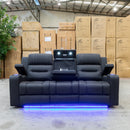 The Toronto 3 Seater Dual-Electric Recliner Lounge - Jet available to purchase from Warehouse Furniture Clearance at our next sale event.