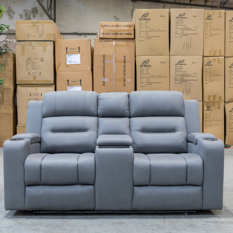 The Toronto 2 Seat Dual-Electric Recliner Theatre - Ash available to purchase from Warehouse Furniture Clearance at our next sale event.