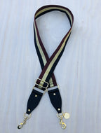The Black, Gold & Brown Strip - Bag Strap - Gold Hardware available to purchase from Warehouse Furniture Clearance at our next sale event.