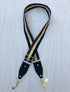 The Black, Gold & Brown Strip - Bag Strap - Gold Hardware