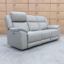 The Venus Three Seater Dual-Electric Recliner - Dove Leather available to purchase from Warehouse Furniture Clearance at our next sale event.