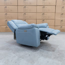 The Venus Dual-Electric Recliner - Ice Blue Leather available to purchase from Warehouse Furniture Clearance at our next sale event.