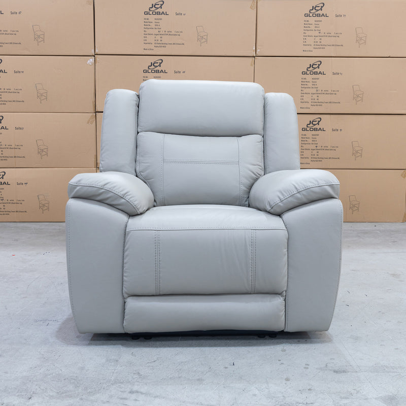 The Venus Dual-Electric Recliner - Dove Leather available to purchase from Warehouse Furniture Clearance at our next sale event.