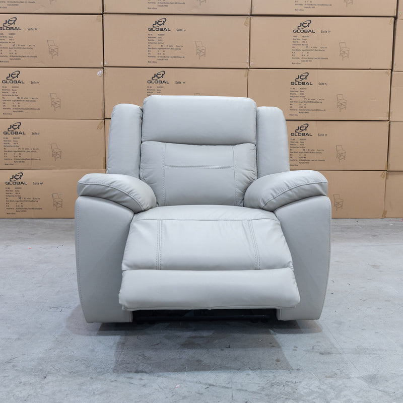 The Venus Dual-Electric Recliner - Dove Leather available to purchase from Warehouse Furniture Clearance at our next sale event.