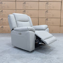 The Venus Dual-Electric Recliner - Dove Leather available to purchase from Warehouse Furniture Clearance at our next sale event.