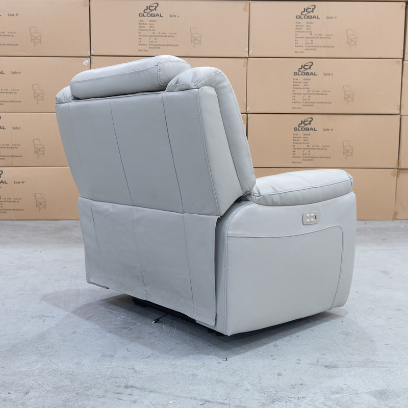 The Venus Dual-Electric Recliner - Dove Leather available to purchase from Warehouse Furniture Clearance at our next sale event.