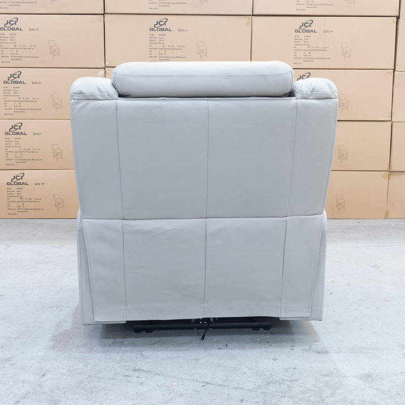 The Venus Dual-Electric Recliner - Dove Leather available to purchase from Warehouse Furniture Clearance at our next sale event.