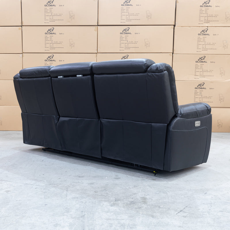 The Venus Three Seater Dual-Electric Recliner - Black Leather - Available After 10th April available to purchase from Warehouse Furniture Clearance at our next sale event.