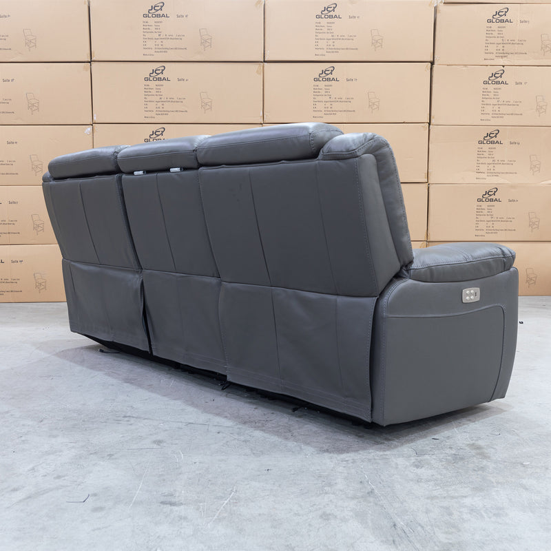 The Venus Three Seater Dual-Motor Chaise Recliner Lounge - Storm Leather available to purchase from Warehouse Furniture Clearance at our next sale event.