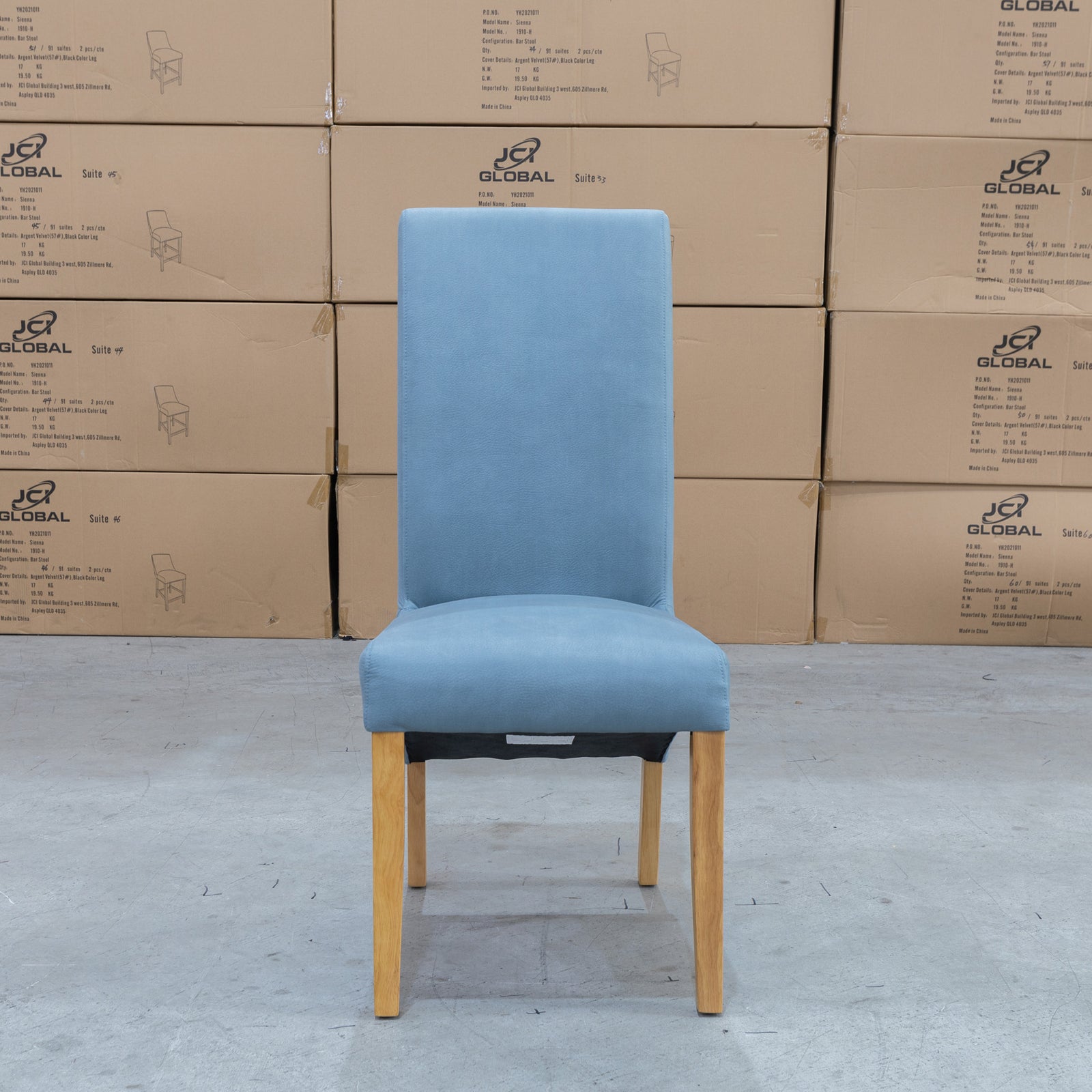 Wellington Dining Chair Natural Ice Blue Warehouse Furniture Clearance