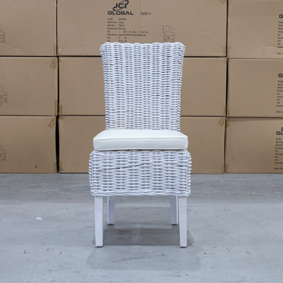 The White Wash Wicker Dining Chair - White - WW-179 available to purchase from Warehouse Furniture Clearance at our next sale event.