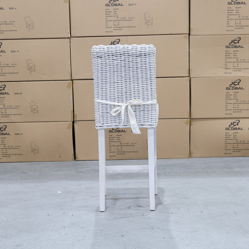 The White Wash Wicker Bar Stool - White - WW-181 available to purchase from Warehouse Furniture Clearance at our next sale event.
