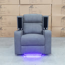 The Xander Dual-Motor Electric Single Recliner Theatre  - Ash Rhino Suede available to purchase from Warehouse Furniture Clearance at our next sale event.