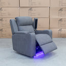 The Xander Dual-Motor Electric Single Recliner Theatre  - Ash Rhino Suede available to purchase from Warehouse Furniture Clearance at our next sale event.