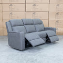 The Xander 3 Seater Dual-Electric Recliner Lounge - Ash Rhino Suede available to purchase from Warehouse Furniture Clearance at our next sale event.