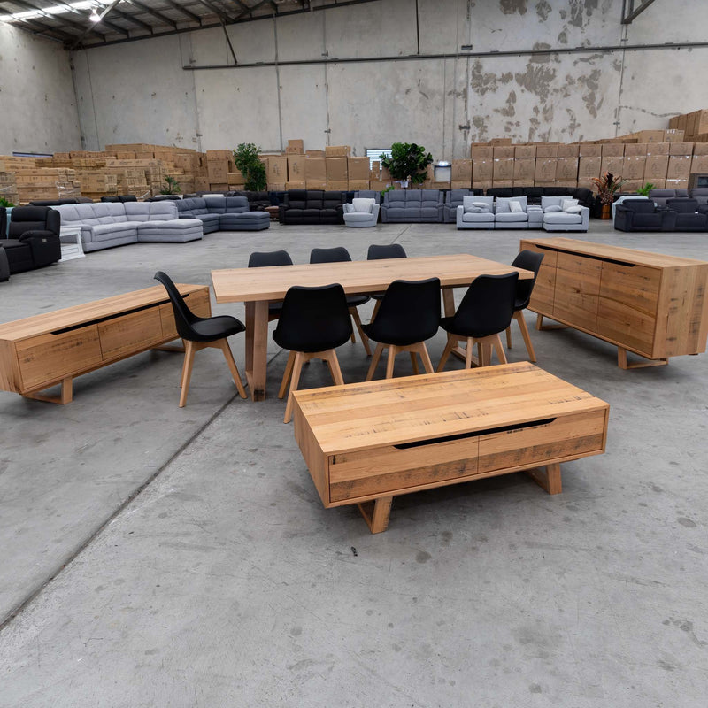 The Florida 2100mm Dining Table - Aust Tasmanian Oak available to purchase from Warehouse Furniture Clearance at our next sale event.