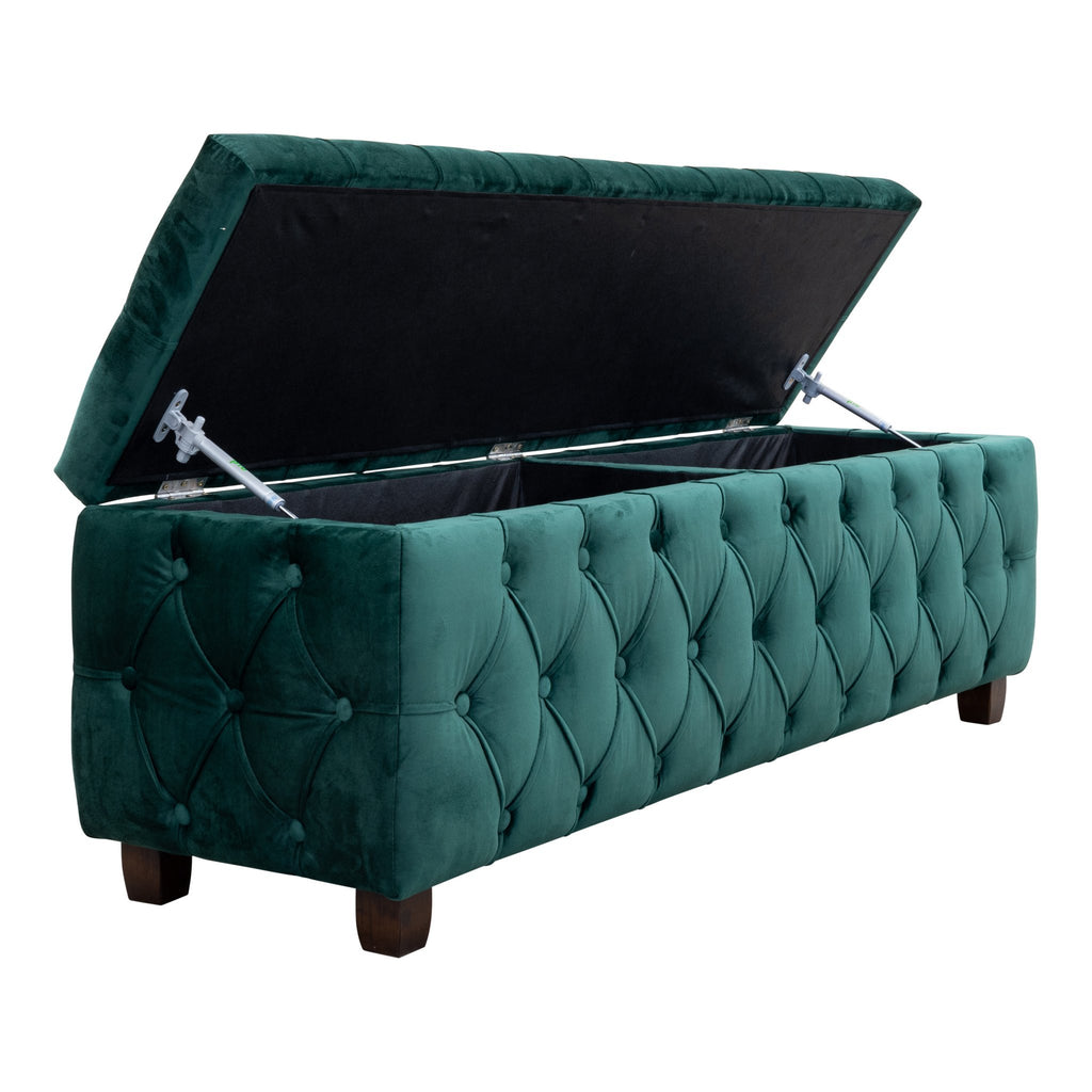 Harlow 1800mm King Size Blanket Box Dark Green Velvet Warehouse