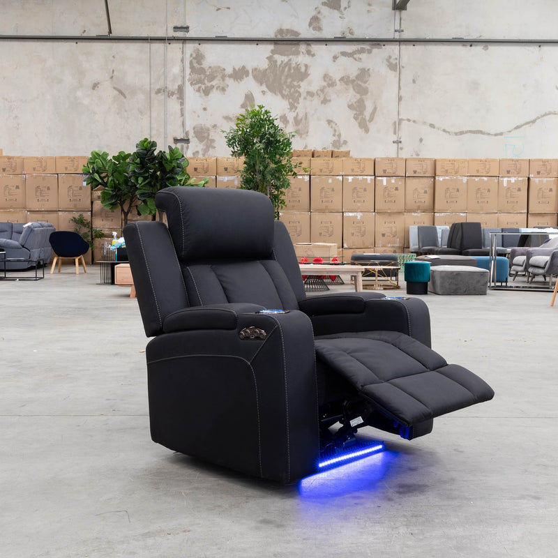 The Remi Dual-Electric Recliner - Jet available to purchase from Warehouse Furniture Clearance at our next sale event.