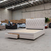 The Riley King Fabric Storage Bed – Oat White available to purchase from Warehouse Furniture Clearance at our next sale event.