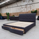 The Riley Queen Fabric Storage Bed - Mid Grey available to purchase from Warehouse Furniture Clearance at our next sale event.