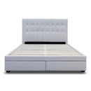 The Zara Queen Upholstered Storage Bed - Oat White available to purchase from Warehouse Furniture Clearance at our next sale event.