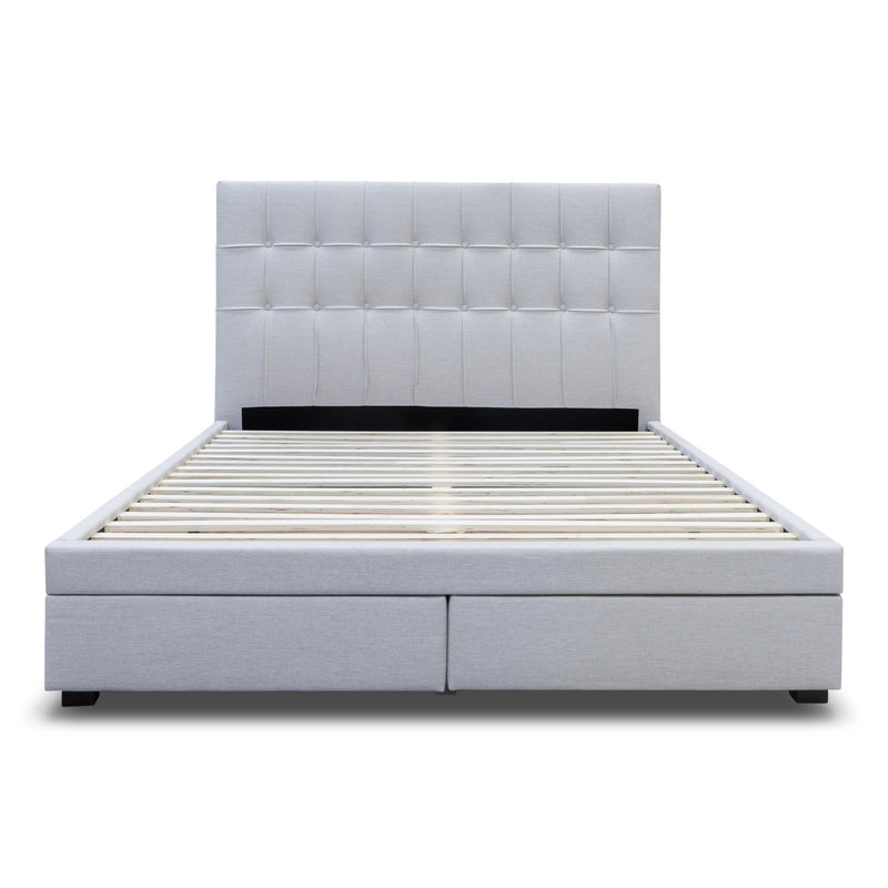 The Zara Queen Upholstered Storage Bed - Oat White available to purchase from Warehouse Furniture Clearance at our next sale event.